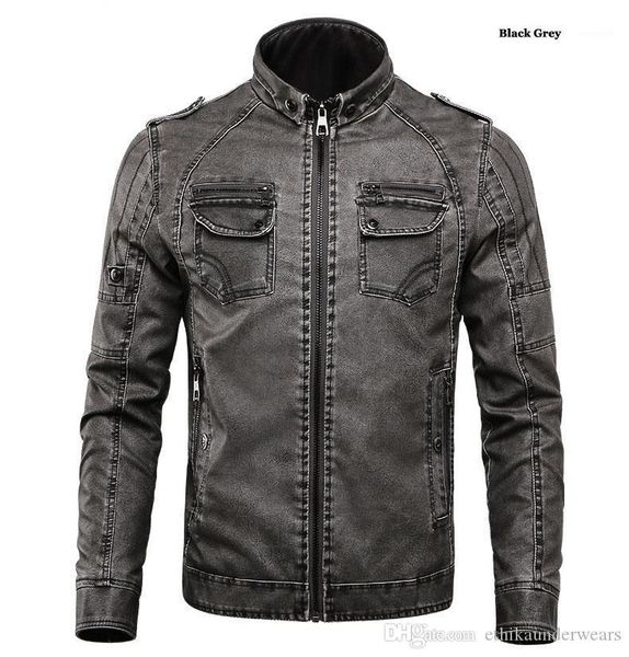 

standard us version leather clothing plus velvet washed leather slim style men overcoat men's leather clothing, Black