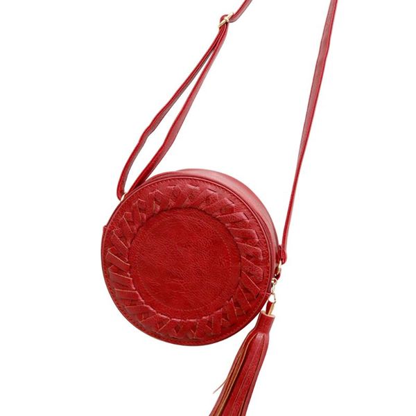 

shoulder bags women small round messenger bag with tassel wave pattern pu leather delicate hardware elegance ladies crossbody 4
