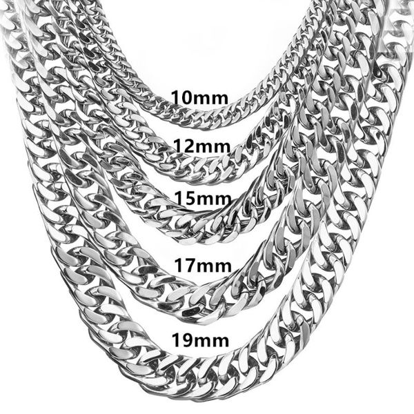 

vintage silver color chain for men chain necklace trendy stainless steel thick bohemian jewelry collar male necklaces 8-19mm