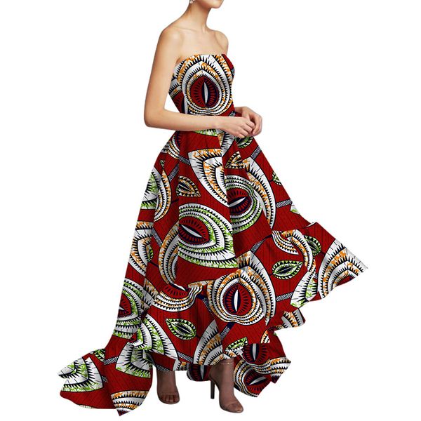 

ethnic clothing danshiki africa dress for women bazin riche slash neck wedding party long traditional african wy5684, Red