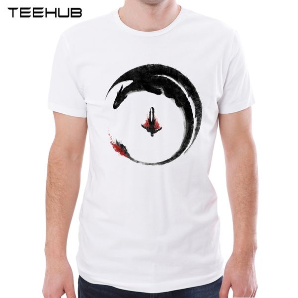 

teehub new arrival 2019 men fashion dragon symbol printed t-shirt short sleeve tee hipster cool design