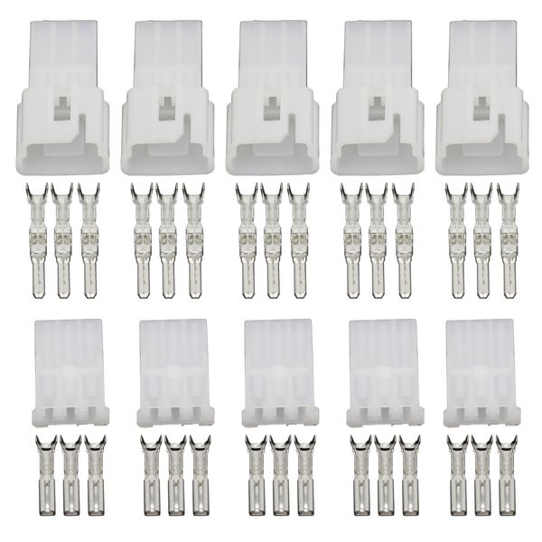 5 Sets 3-poliger Auto-Stecker, Kfz-Stecker, Klemmenstecker, Reed-Kunststoff, mit Terminal-Haushaltsgerätestecker, DJ7032-2-11/21