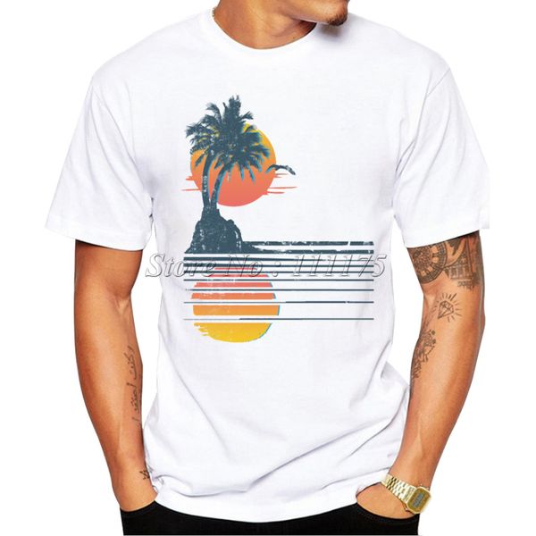 

men's 2019 beautiful beach sunset design t shirt boy cool hipster printed summer t-shirt