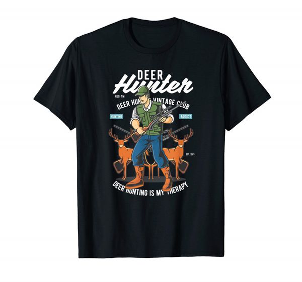 

deer hunting vintage rifle club therapy outdoor hunter gift t-shirt