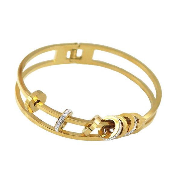 

baoliren titanium steel gold color multi zircon loop removable women spring, Black