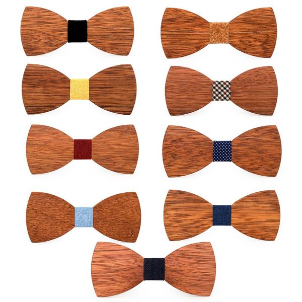 

men wooden bow ties classic business butterfly solid wood bow tie, Black;gray