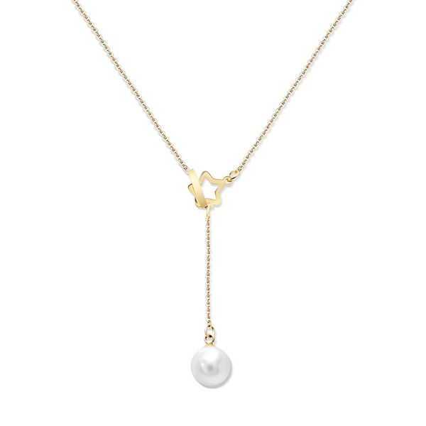 

chains star with pearl necklace female accessories wholesale stainless steel pendant necklaces & pendants for women, Silver