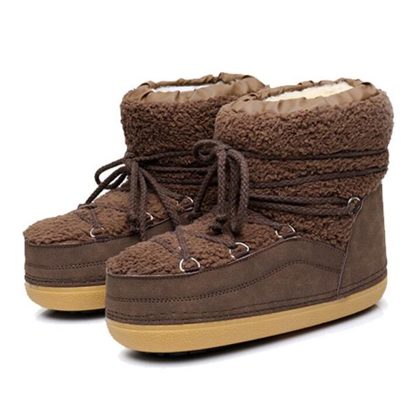 

fur women boots non-slip space winter shoes women snow boots platform keep warm ankle winter with thick botas mujer c916, Black