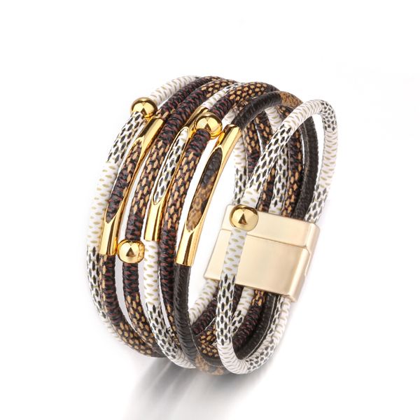 

charm bracelets zg snakeskin leather bracelet women's 2021 elegant fashion boho multi-layer wrap-around accessories wide, Golden;silver
