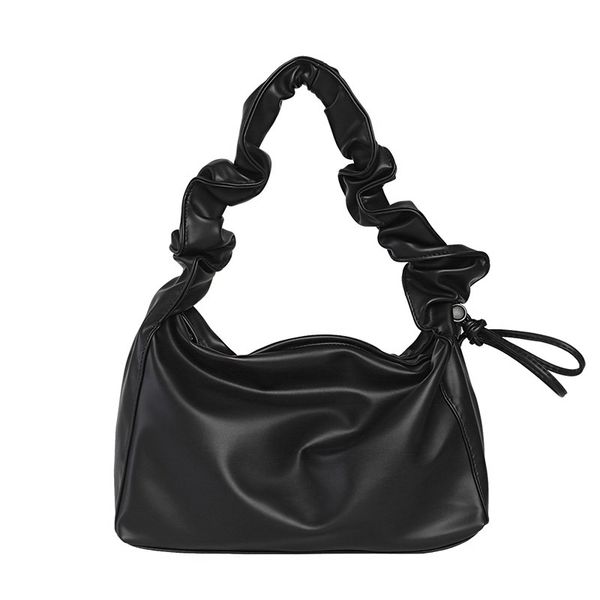 

female wild fold handbag simple retro solid color armpit shoulder bag casual fashion soft leather crossbody bag solid fashion