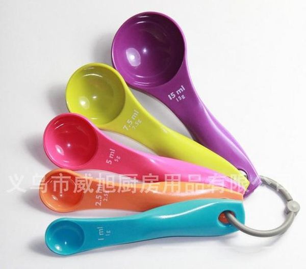

multicolour measuring spoon 5pcs/set(1 / 2.5 / 5 / 7.5/ 15ml) food thickening of coffee milk tea fruit powder measuring spoon