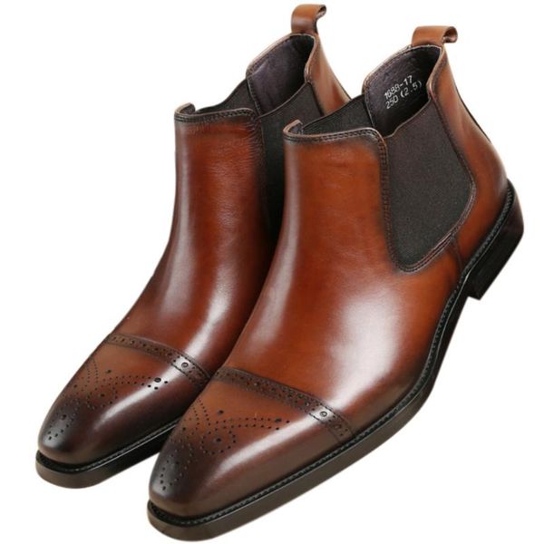 

boots fashion black / tan ankle mens dress shoes genuine leather man business
