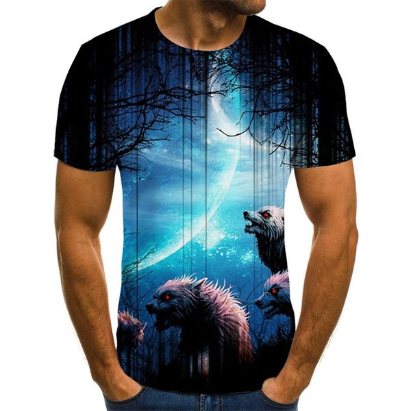 

men t -shirt new wolf print 3d men novelty animal male summer 3d print shirts anime oversized comics men clothing