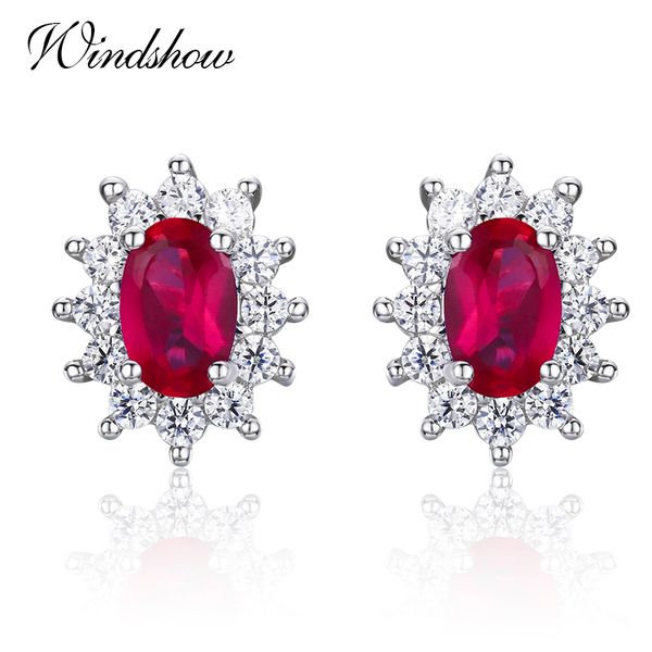 

small 925 sterling silver oval rose red cz stud earrings for women girls children girls kids cute jewelry orecchini aros aretes, Golden;silver