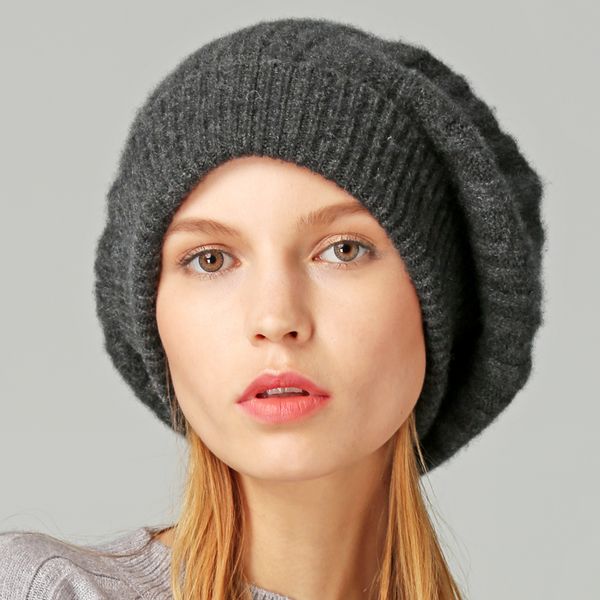 

beanie/skull caps 100 % cashmere hat women fashoin elegant real natural lady female knitted warm comfortable seamless, Blue;gray