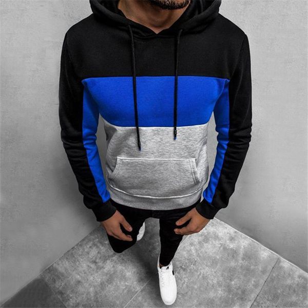 

men hoodie designer patchwork color long sleeve hooded sweatshirts spring autumn loose fashion man hoodies dropshipping, Black