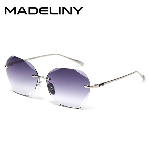 

madeliny fashion rimless gradient sunglasses women vintage brand design sun glasses female retro alloy frame goggles uv400 ma721, White;black