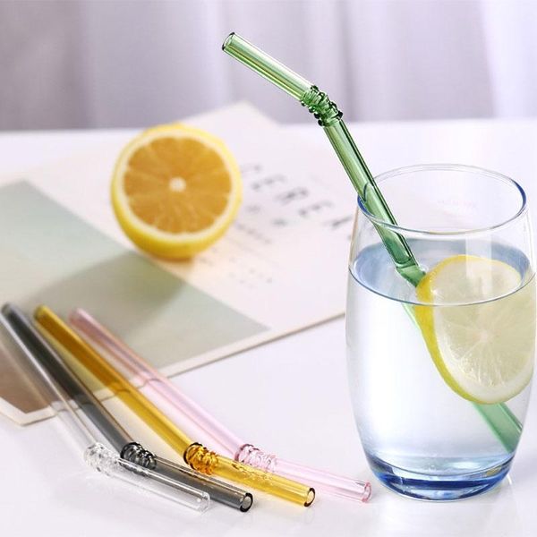 

mixed color new portable 8mm borosilicate glass drinking straw for juice milk tea birthday party supplies
