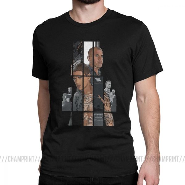 

men prison break series t shirts cotton vintage short sleeve crew neck tees plus size t-shirt