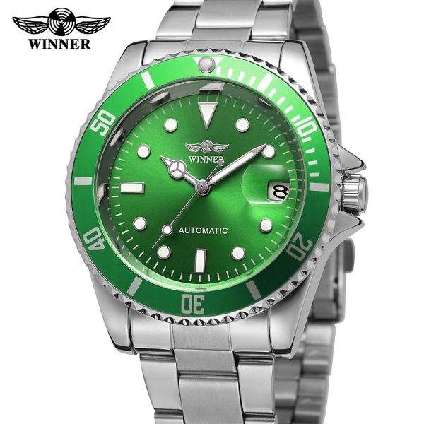 

the mens' watches t-winner automatic mechanical men watch luminous calendar steel wrist clock relogio masculino, Slivery;brown