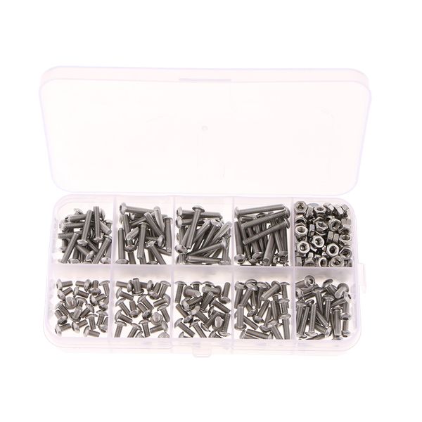 

340pcs m3 hex socket button head cap screws allen bolt nut kit with tool box