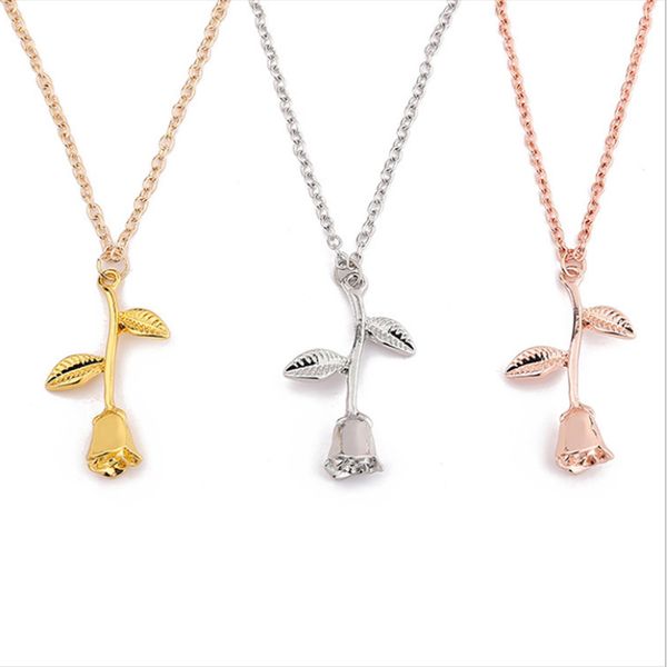 

anztilam gold rose flower petals necklace & pendant with long chain bling men hip hop jewelry gifts, Silver