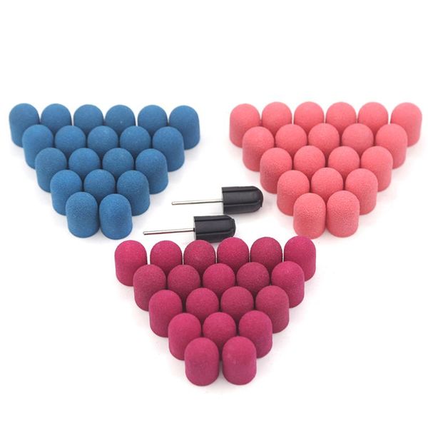 

nail art equipment 20pcs 13*19 16*25 80/120/150/180/240 sanding cap rubber mandrel grip cutter for pedicure polishing accessories foot cutic, Silver