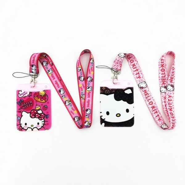 

keychains cute cat card holders bank neck strap bus id lanyard keychain, Silver