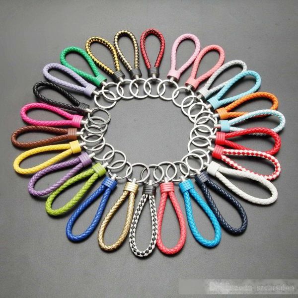 

cell phone chain sling lanyard universal hanging pu leather braided woven rope mobile phone chain keychain strap noosa trinket rings holder