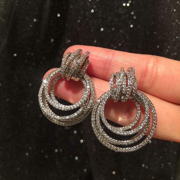 

bilincolor trendy multi round circles earring for women, Silver
