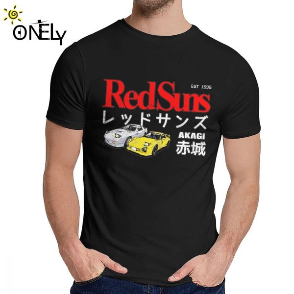 

o-образный вырез vintage футболка классической японии аниме initial d акаги redsuns тенниска большой мода человек