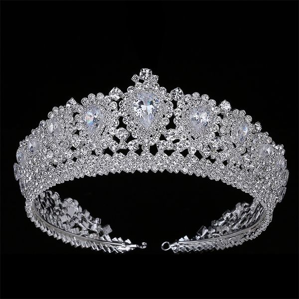 

hadiyana новый bling wedding crown диадема диадема с цирконий кристалл элегантная женщина диадемы и короны для pageant партии bc3232 y200807, White;golden