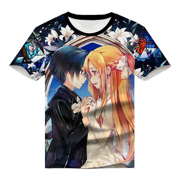 

summer men 3d anime girl sword art online yuuki asuna printed 3d print shirts plus size harajuku funny men clothing