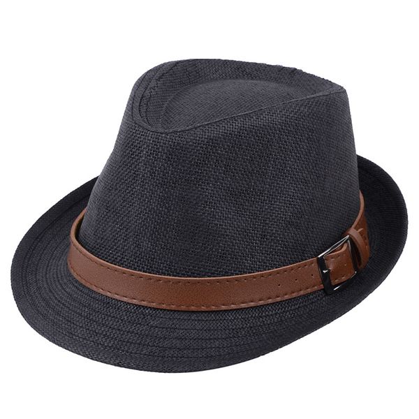 

summer hat men's fashion hat women's sun british jazz khaki belt, Blue;gray