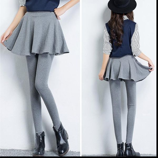 

2020 new skirt leggings for women fashion pleated skirt skinny pencil pants solid footless legging casual wear black gray kz 007