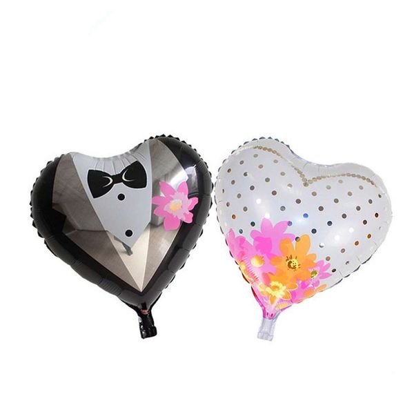 

пакет из 20 романтическое свадебное платье партии грум tuxedo сердце фольга шар свадьба обручальное украшения