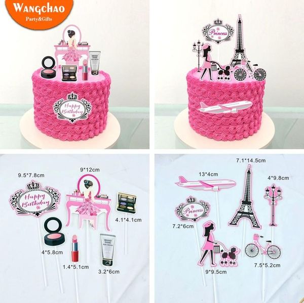 

romantic paris travel dream theme 21st happy birthday cake er princess pink dessert table decoration party supplies