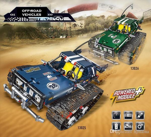 

remote control car yeshin series 13025 13026 the blue and green off-road vehicles set building blocks bricks kids car toys