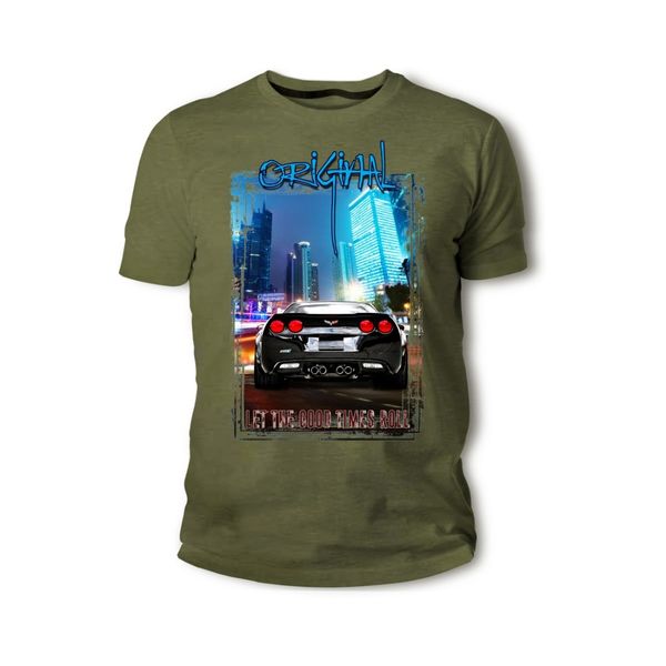 

american classic muscle car corvette zo6 schwarz auto youngtimer oldtimer herren o-neck cotton comfortable homme t-shirt