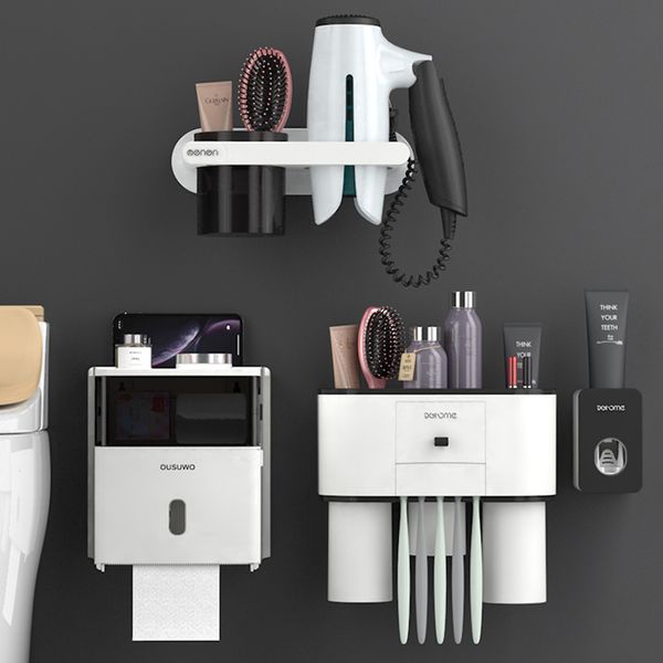 

bath accessory set bathroom accessories multifunctional toothbrush mouthwash cup storage rack toothpaste dispenser hair dryer tissue box