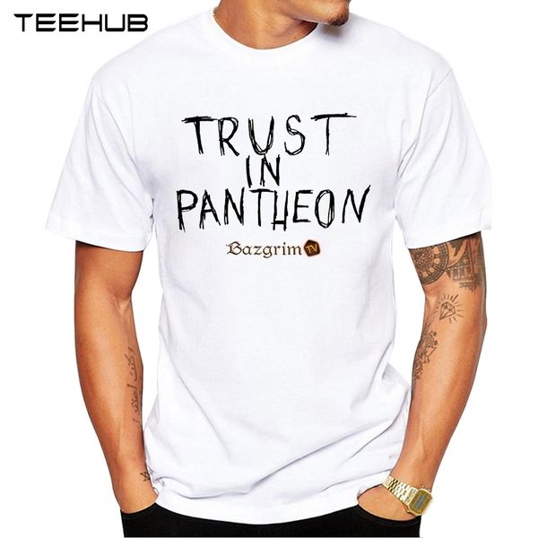 

2019 teehub men's fashion trust in pantheon printed short sleeve t-shirt hipster o-neck design cool desgin tee