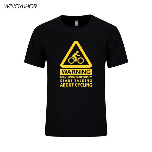 

warning may spontaneously start talking about cycling t shirt men funny printed t-shirts cotton mens short sleeve