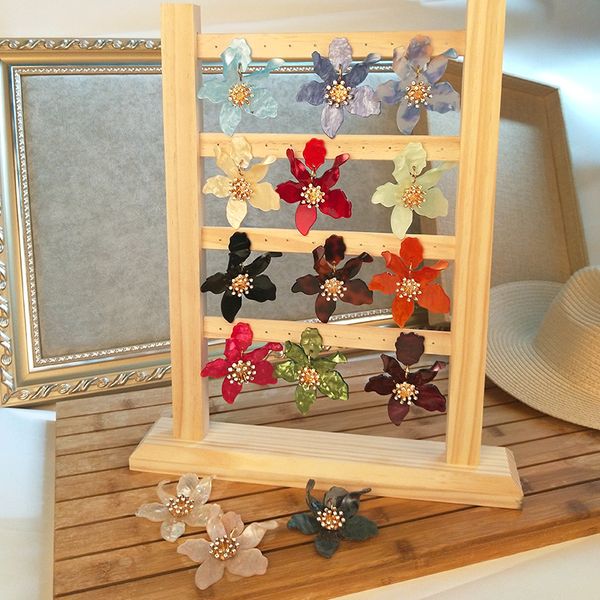 

trendy big flower acrylic acetate resin drop earrings women 2020 statement vintage wedding party earring crystal fashion jewelry, Silver