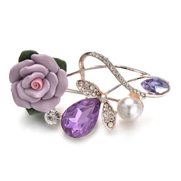 

pins, brooches iyoe elegant imitation pearl pins for women vintage large rhinestone leaf flower soft clay brooch scarf accessories, Gray