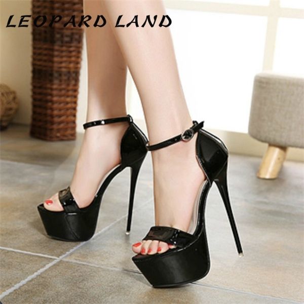 

leopard land 2020 summer new high-heeled platform open-toed sandals color matching hollow nightclub women's sandals cwf 0922, Black
