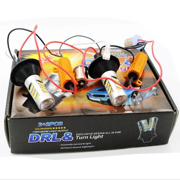 

y 1set 1156 p21w ba15s 2835 42smd amber/white 42 leds switchback led bulbs s25 drl turn signal light 12v dual color