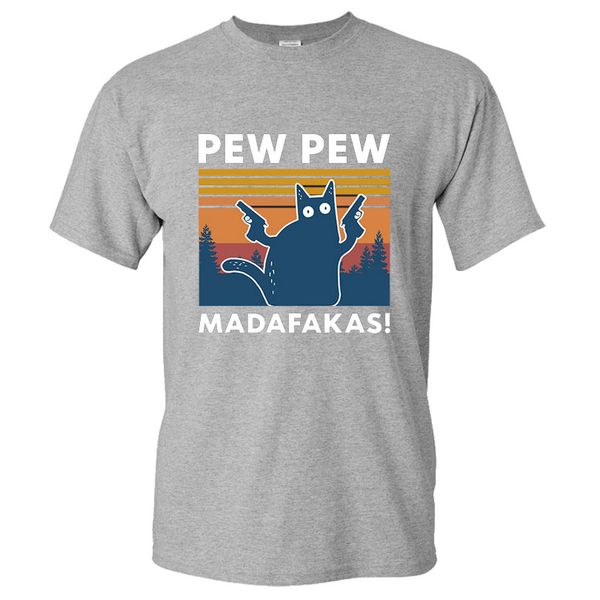 

2020 black cat pew pew madafakas забавный кот гангстера с пистолетом мем ретро женщин в 100% хлопка с коротким рукавом футболка юмор подароч