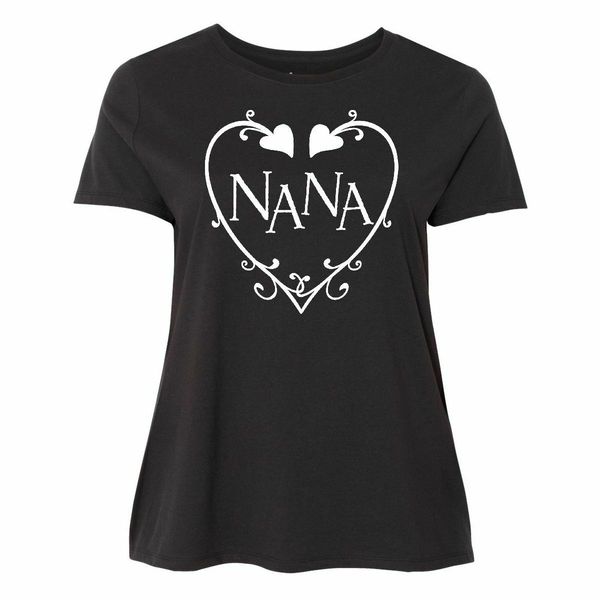 

nana with hearts and swirls women's t-shirt valentines day