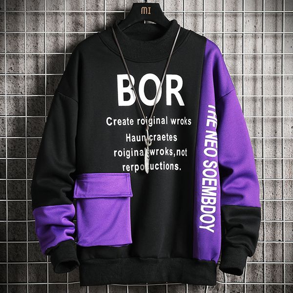 

sudadera estampada con letras para hombre 2020, nueva sudadera con capucha high street para hombre, sudaderas de retales a la moda con, Black