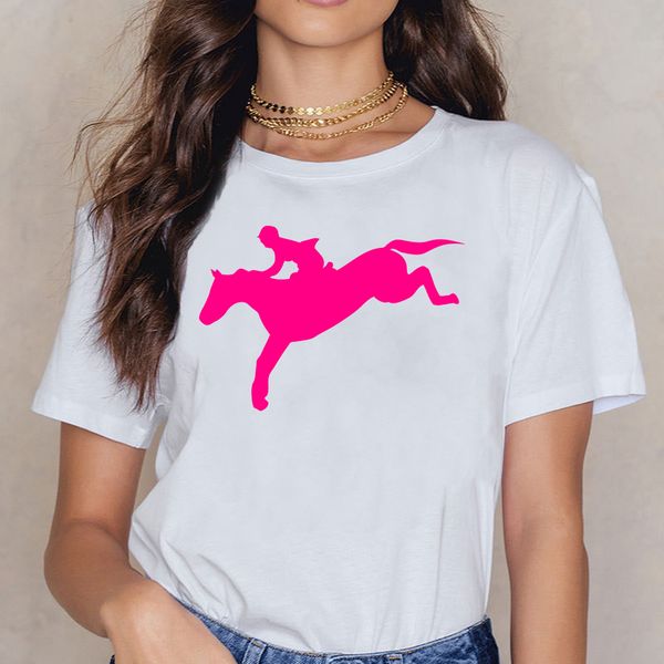 

t shirt women equitation rider jumping horse 7 womens loose fit humor white print female shirt